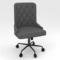 Gray Tufted Office Chair With Diamond Pattern Armrests And Black Casters