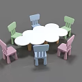 White Cloud Shaped Children's Table With Colorful Chairs For Kids Playroom