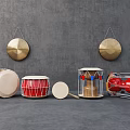 Ethnic musical instruments Gong and Drum musical instruments Ethnic musical instruments 3d model