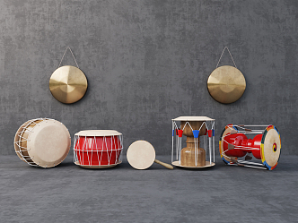 Ethnic musical instruments Gong and Drum musical instruments Ethnic musical instruments 3d model