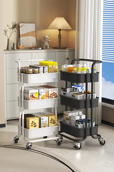 Multi Tier Kitchen Storage Cart With Food Supplies And Organizer Shelves 3d model Multi Tier Kitchen Storage Cart With Food Supplies And Organizer Shelves 3d model