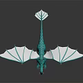 Fantasy Teal Dragon 3D Model With White Wings And Detailed Scales