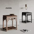 Poliform New Chinese Style Side Table Solid Wood Side Table Bedside Table Chandelier Book Ornaments Bowl 3d model