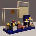 Interactive Area Logo Display With Wooden Frame Yellow Decorations Red Gift Boxes And Flowers