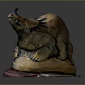 Detailed Standing Triceratops Sculpture with Brown Body and Red Base for Decorative