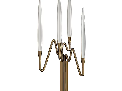 Modern Wall Lamp With Brass Wave Structure And White Glass Shades 3d model
