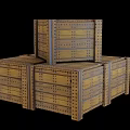 Vintage Wooden Crates Stacked with Riveted Planks and Rustic Industrial Design