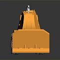 Detailed Orange Bulldozer 3D Model With Reflective Surface And Dark Background