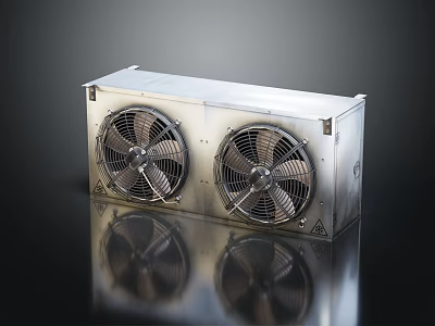 Industrial Dual Fan Air Conditioner Fan with Metal Housing for Efficient Cooling Ventilation 3d model