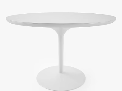 Modern Minimalist White Round Dining Table With Single Pedestal Base Design 3d model