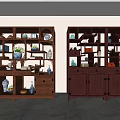 Traditional Chinese Wooden Display Cabinet With Multiple Shelves And Antique Ornaments