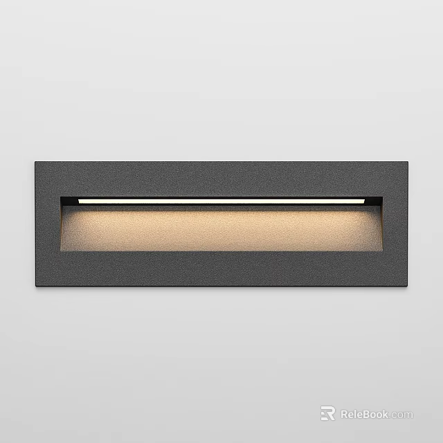 Modern Sleek Wall Light With Black Frame And Rectangular LED Glow 3d model 