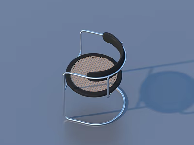 Modern Single Chair with Metal Frame Black Backrest and Mesh Seat Design 3d model