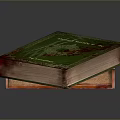 Carved Book Covers With Red And Green Designs Featuring Decorative Patterns And Titles