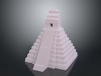 Cartoon Ancient Pyramid with Detailed Step Structure and Top Shrine in Classic Style 3d model