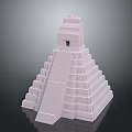 Cartoon Ancient Pyramid with Detailed Step Structure and Top Shrine in Classic Style