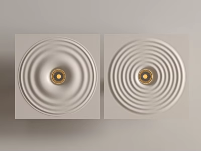 Modern Square Wall Lamps With White Wave Pattern And Gold Center Decorative Design 3d model