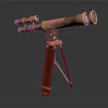 Commercial Binocular Telescope Equipment with Wooden Tripod Stand and Brass Accents
