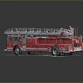 Red Fire Rescue Truck With Extended Ladder And Emergency Equipment