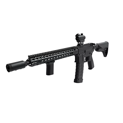Black Tactical Rifle With Mounted Scope Long Barrel And Ergonomic Grip 3d model