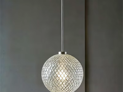 Modern Transparent Spherical Pendant Light With Diamond Pattern Illuminated Design 3d model
