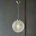 Modern Transparent Spherical Pendant Light With Diamond Pattern Illuminated Design