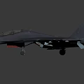Blue Gray Military Fighter Jet With Twin Vertical Tails And Landing Gear