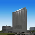Modern High Rise Office Building With Glass Curtain Wall And Sleek Architectural Design