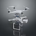 White Quadcopter Drone With Camera And Propellers On Display Stand Structure 3d model