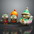 Cartoon Zombie Characters Three Funny Creatures In Green Orange Teapot Costumes