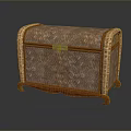 Wicker Storage Trunk With Wooden Frame Decorative Lock And Woven Design For Home Use