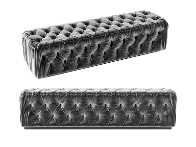 Elegant Dark Gray Velvet Sofa Bench With Tufted Button Design 3d model