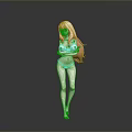 Game Movie Character With Long Blonde Hair Blue Eyes In Bikini Outfit