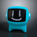 Cute Blue Robot Character With Smiley Face Display And Headphone Shaped Ears Design
