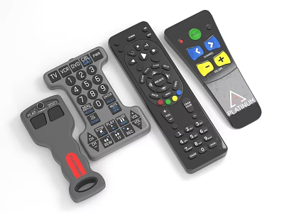 Four Different Functional Household Remote Controls for Daily Electrical Appliances 3d model