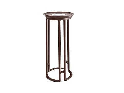 Dark Wood Round Top Side Table With Three Legs And Minimalist Design 3d model