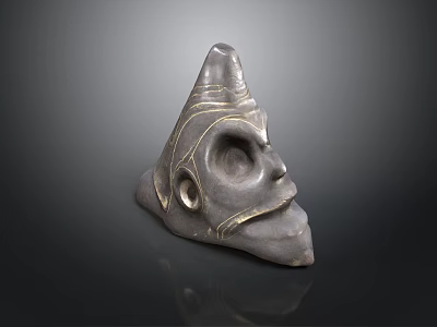 Aztec Mask Bronze Material Ritual Supplies Triangle Forehead Gold Pattern Mesoamerican Culture 3d model