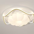 Modern Decorative Ceiling Light With White Textured Lampshade And Golden Edge Design