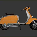 Vintage Orange And White Scooter With Brown Leather Seat And Classic Design
