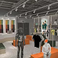 LACOSTE Clothing Store Interior With Mannequins Clothing Displays And Orange Sofas