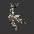 Futuristic Mech Robot with White Red Gold Armor and Complex Mechanical Wings Design