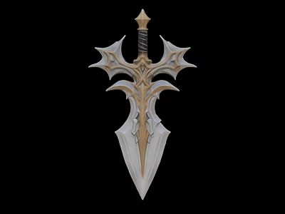Intricate Decorative Sword Sculpture With Ornate Handle And Detailed Blade Design 3d model