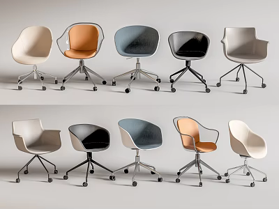 Modern Design Office Chairs With Swivel Wheels In Multiple Colors And Styles 3d model