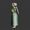 Green Skinned Mythical Creature Character Wearing Green Dress and Red Headscarf Standing Pose