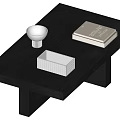 Modern Minimalist Black Coffee Table With White Cup Book And Grid Box 3d model