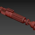 Detailed Mechanical Weapon With Metallic Gear Parts Grip And Rotating End Components