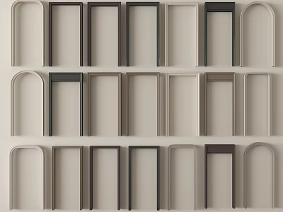 Various Decorative Lines in Straight and Arched Shapes with Neutral Tones 3d model