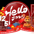 Hello Zong 2025 Red Theme Photo Spot With Cartoon Snake Balloon Pile And Decorations