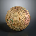 Vintage Globe With Hand Drawn Map Details Latitude Longitude Lines And Colored Regions