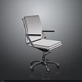 Modern White Upholstered Office Chair With Silver Metal Frame And Rolling Casters